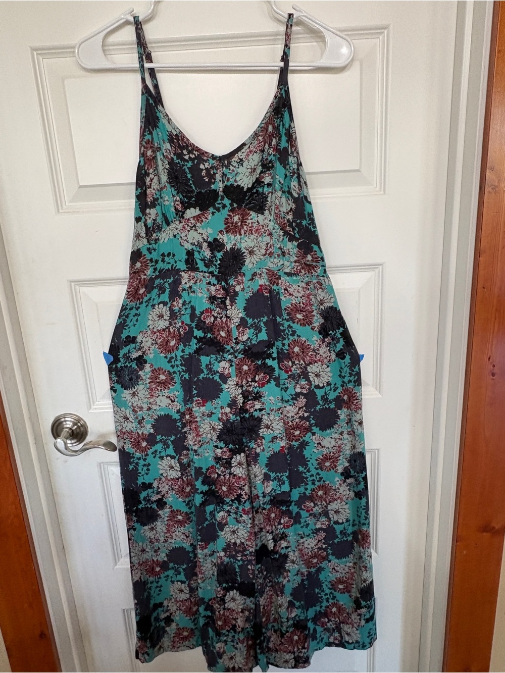 Floral Spaghetti Strap Maxi Overall  in Teal and Black